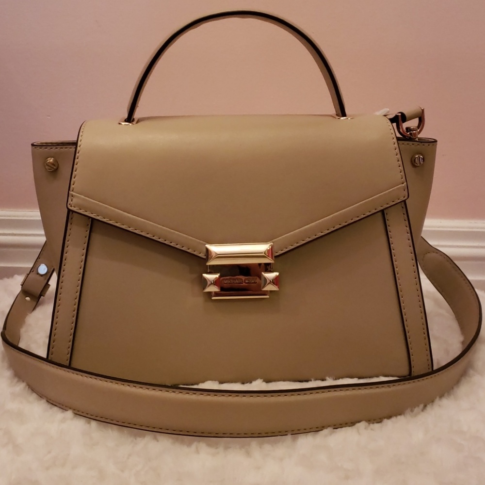 MICHAEL KORS•MEDIUM LEATHER SATCHEL•WHITNEY